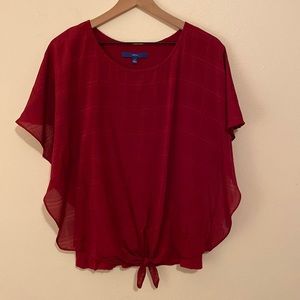 Red Blouse with Waist Detail